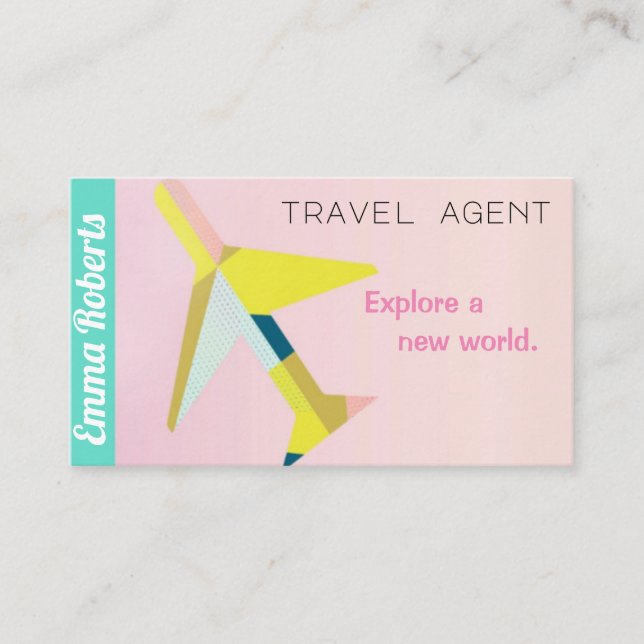 Tarjeta de presentación rosa del avión del agente  (Anverso)