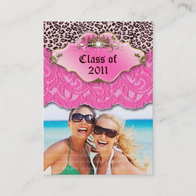 Tarjeta De Presentación Rosa fresco del cordón del leopardo de la (Anverso)