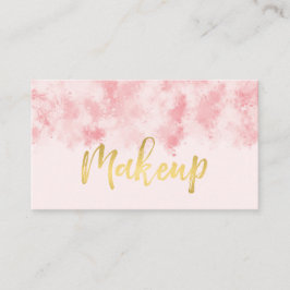 Tarjeta de presentación rosa y dorada