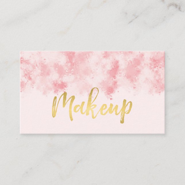 Tarjeta de presentación rosa y dorada (Anverso)