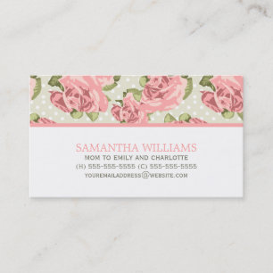 Tarjeta De Presentación Rosas rosados del vintage