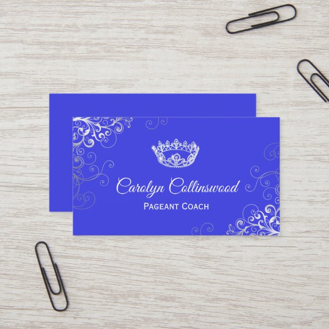 Tarjeta de presentación Royal Blue and Silver Page (Anverso/Reverso In Situ)