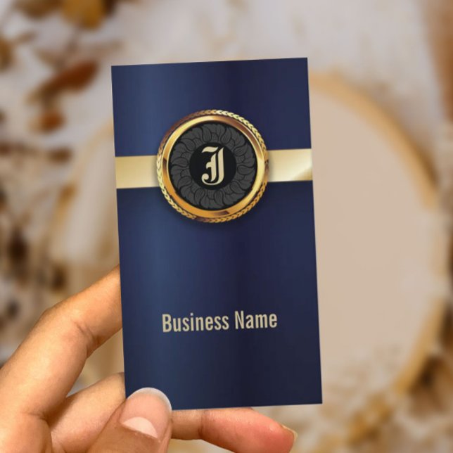 Tarjeta de presentación Royal Navy Blue & Gold Lab (Subido por el creador)