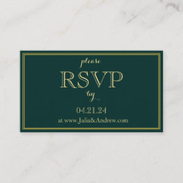 Tarjeta de presentación RSVP de Emerald y Gold Art