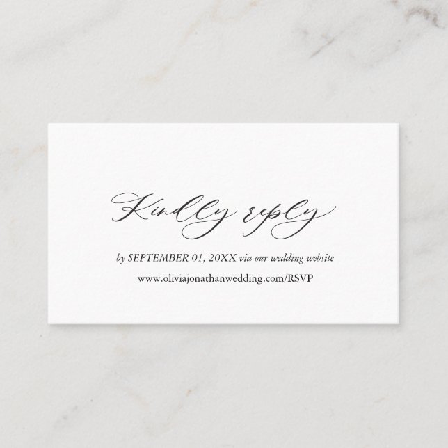 Tarjeta de presentación RSVP de escritura elegante (Anverso)