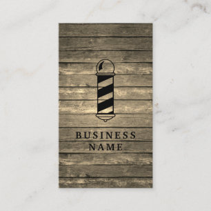 Tarjeta de presentación Rustic Barber Shop Wood