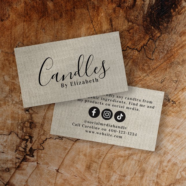 Tarjeta de presentación Rustic Burlap Candle Maker (Subido por el creador)