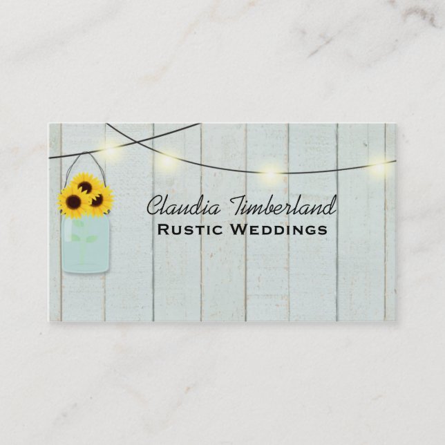 Tarjeta de presentación Rustic Mason Jar Wedding P (Anverso)