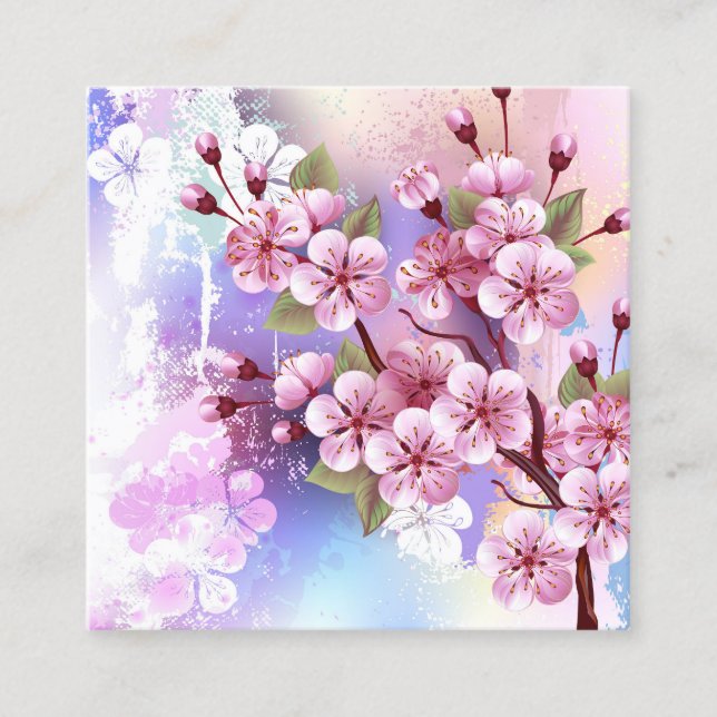 Tarjeta De Presentación Sakura rosa sobre fondo de pintura (Anverso)