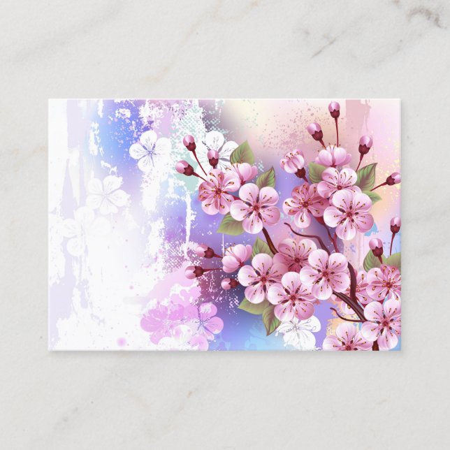 Tarjeta De Presentación Sakura rosa sobre fondo de pintura (Anverso)