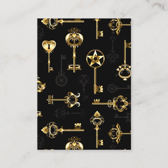 Tarjeta De Presentación Seamless Pattern with Golden Keys (Anverso)