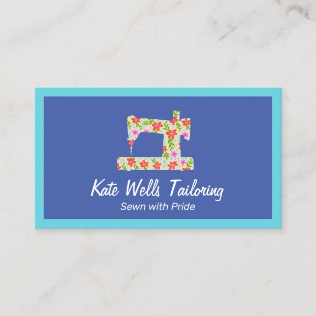 Tarjeta De Presentación Seamstress de la máquina de coser floral (Anverso)