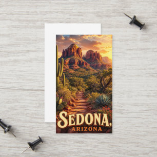 Tarjeta De Presentación Sedona Arizona Atardecer Roca Roja Desierto Viaje