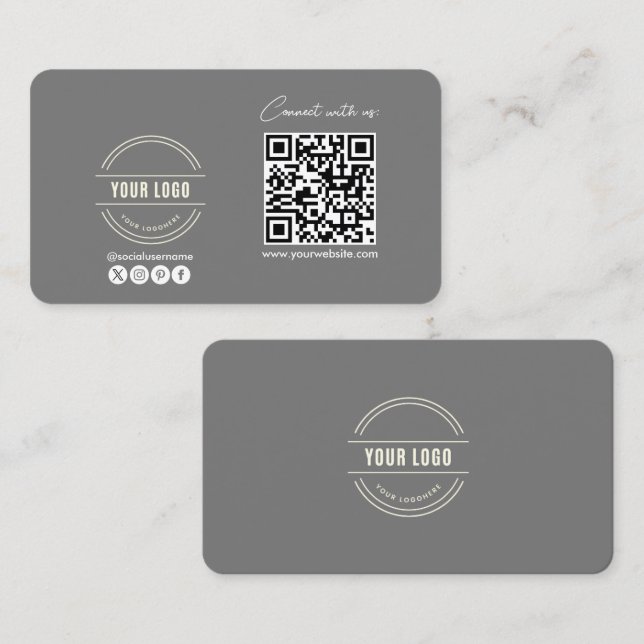 Tarjeta De Presentación Seguir La Búsqueda Para Conectarse Con El Código Q (Anverso / Reverso)