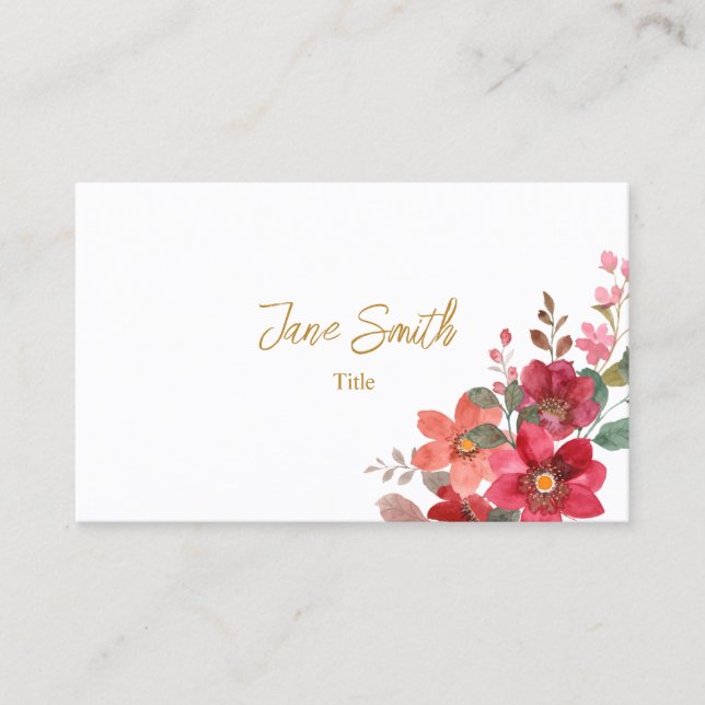 Tarjeta de presentación sencilla y elegante de flo (Anverso)