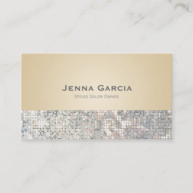 Tarjeta de presentación Sequin Glam Tan Beige Glit (Anverso)