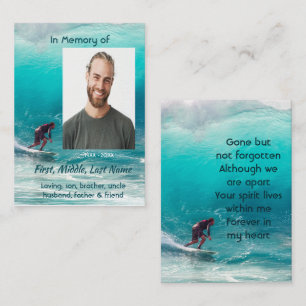 Tarjeta De Presentación Servicio conmemorativo surfista de olas de agua