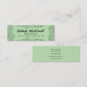 Tarjeta De Presentación servicios de doula de escritura en verde salvia