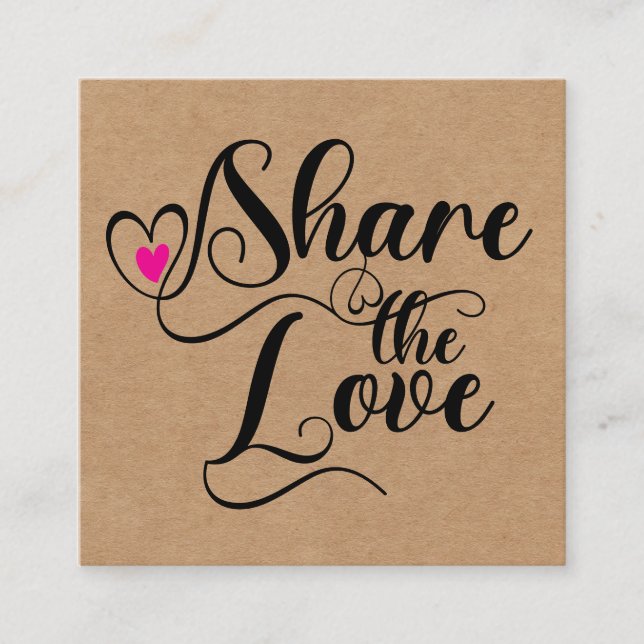 Tarjeta De Presentación Share the love script typography referral card (Anverso)