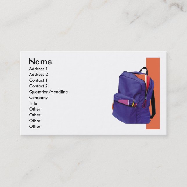 Tarjeta de presentación Shatchel de la escuela (Anverso)