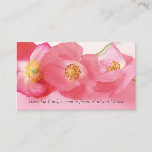 Tarjeta De Presentación Shirley cachorra a mamá cercana (Anverso)