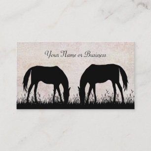 Tarjeta De Presentación Silhouette Horses Grazing Business o Personal