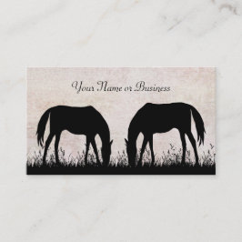 Tarjeta De Presentación Silhouette Horses Grazing Business o Personal