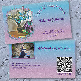 Tarjeta De Presentación Silk and Corn Husk Flowers 2190 QR Calling Card
