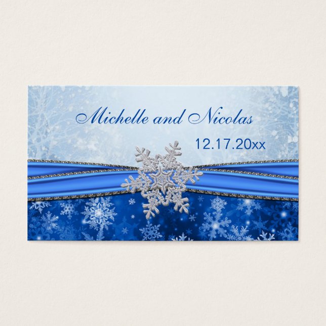 Tarjeta de presentación Silver Snowflake Wedding F (Frente)