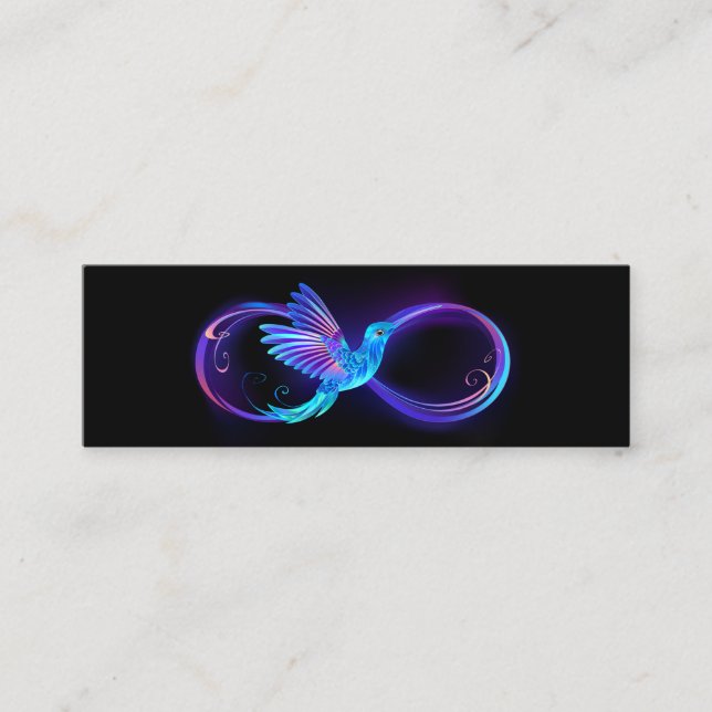 Tarjeta De Presentación Símbolo de infinito neón con colibrí brillante (Anverso)
