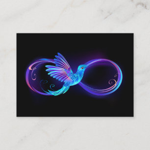 Tarjeta De Presentación Símbolo de infinito neón con colibrí brillante