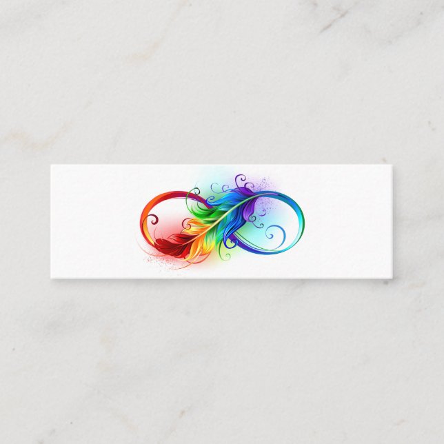 Tarjeta De Presentación Símbolo infinito con pluma arco iris (Anverso)