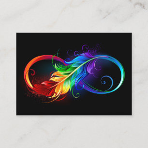 Tarjeta De Presentación Símbolo infinito con pluma arco iris