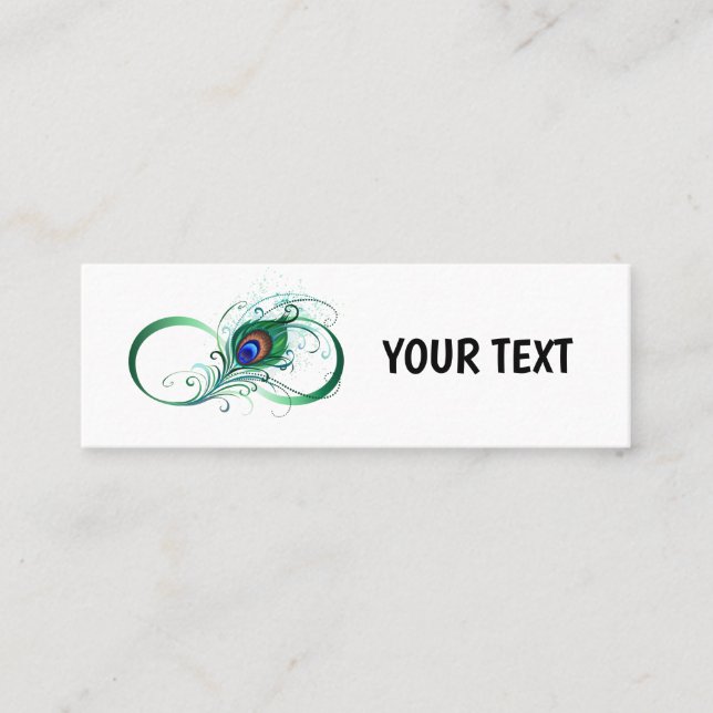 Tarjeta De Presentación Símbolo infinito con pluma de pavo real (Anverso)