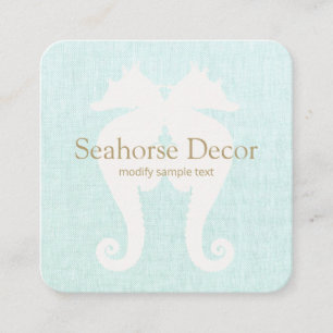 Tarjeta de presentación simple Aqua Blue Seahorse