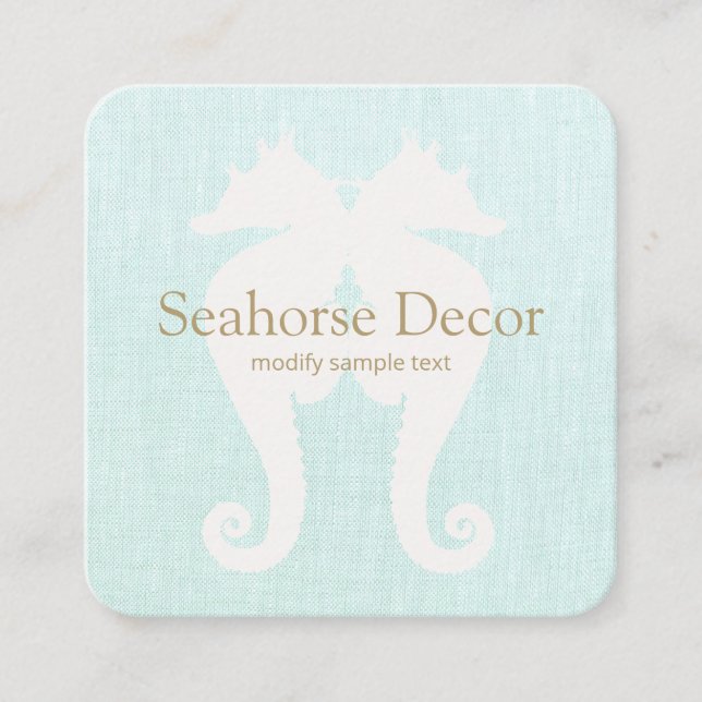 Tarjeta de presentación simple Aqua Blue Seahorse (Anverso)