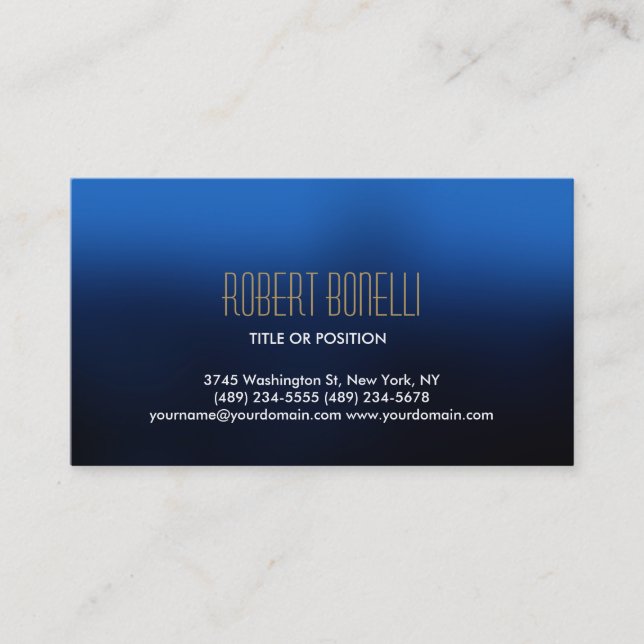 Tarjeta de presentación simple Blue White Gold (Anverso)