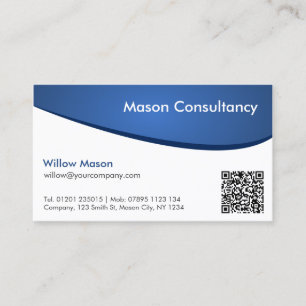 Tarjeta de presentación simple con código QR curvo