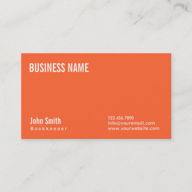 Tarjeta de presentación simple de Naranja simple (Anverso)