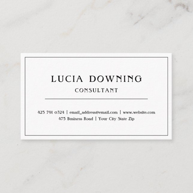 Tarjeta de presentación simple en blanco y negro (Anverso)