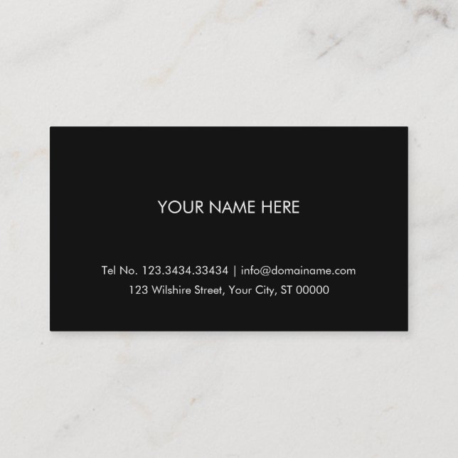 Tarjeta de presentación simple en negro (Reverso)