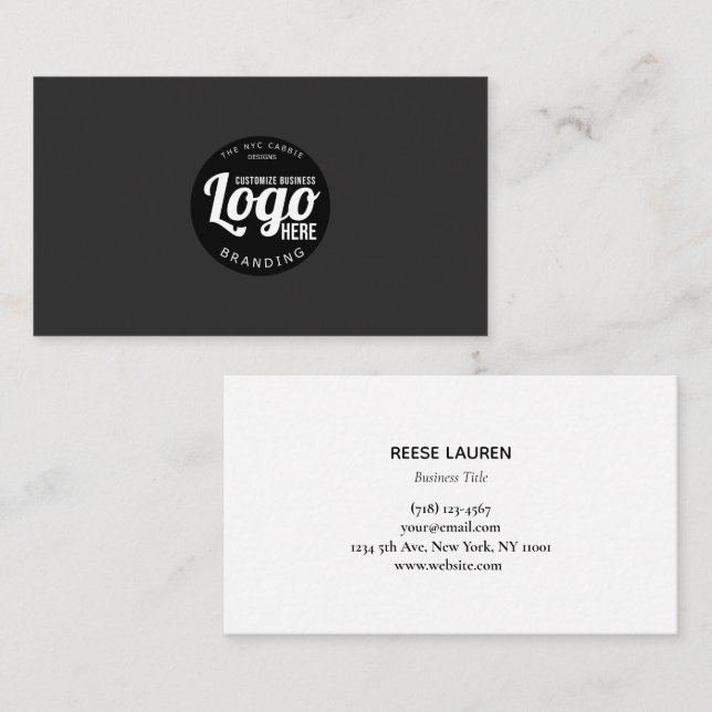 Tarjeta de presentación simple en negro con logoti (Anverso / Reverso)