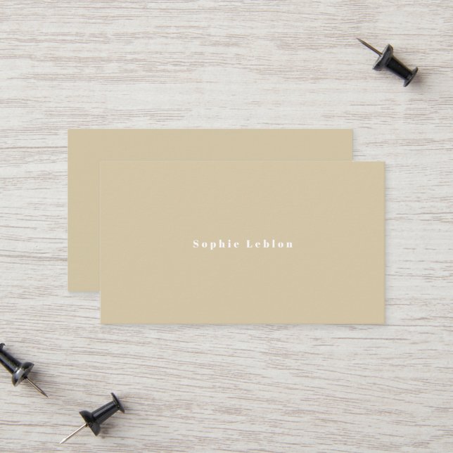 Tarjeta De Presentación Simple Minimalist Beige  (Anverso/Reverso In Situ)