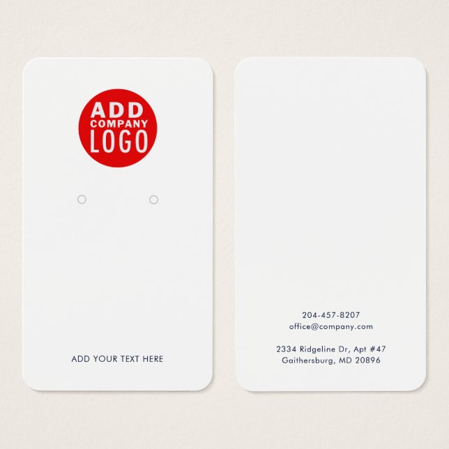 Tarjeta de presentación simple para aretes con log (Anverso y reverso)