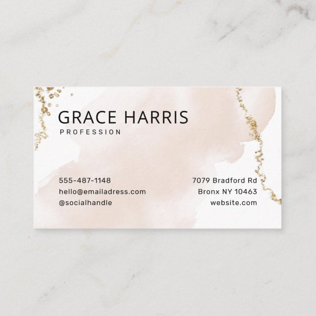 Tarjeta de presentación simple Pastel Gold (Reverso)