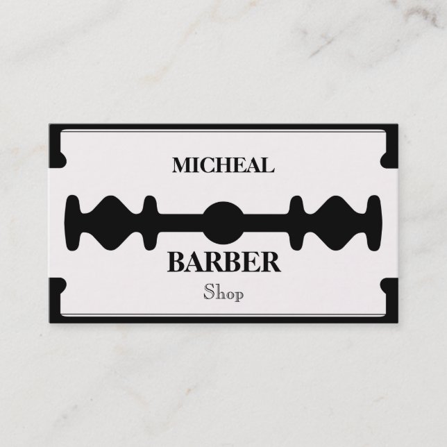 Tarjeta de presentación simple Razor Blade Barber (Anverso)