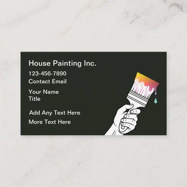 Tarjeta De Presentación Simple Small Quantity House Painter Business Cards (Anverso)