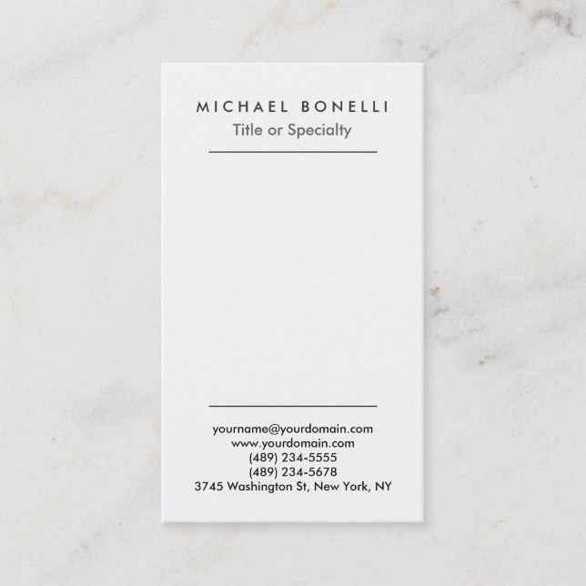 Tarjeta de presentación simple vertical Minimalist (Anverso)