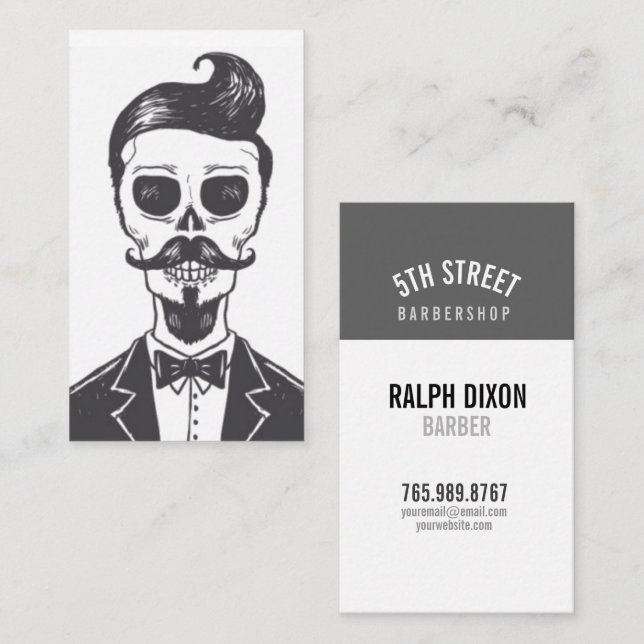 Tarjeta de presentación Skeleton Gentleman Barber (Anverso / Reverso)
