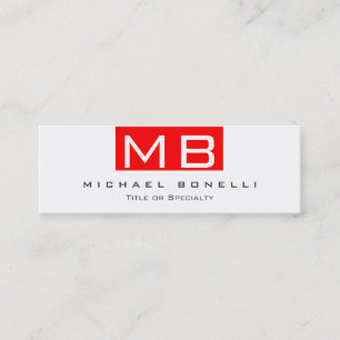 Tarjeta de presentación Skinny Monogram White Red 